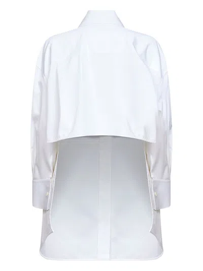 Givenchy Cotton Shirt Asymmetric Hemline Long Sleeves Buttoned Cuffs In White