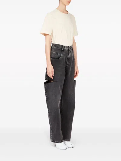 Maison Margiela Black Five-pocket Style Jeans With Rips In Cotton Denim Woman
