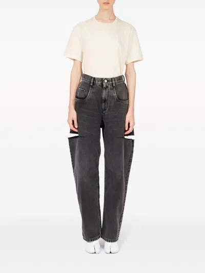 Maison Margiela Black Five-pocket Style Jeans With Rips In Cotton Denim Woman