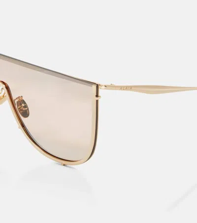 Alaïa Shield Sunglasses In Gold