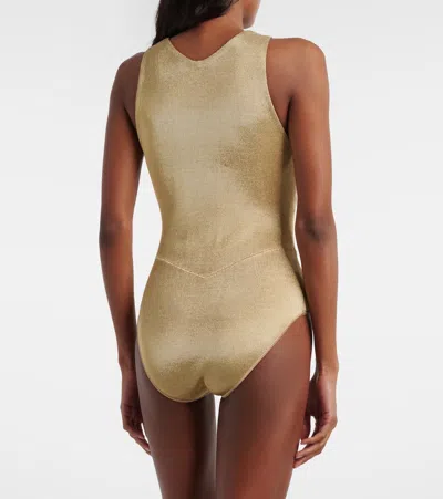 Alaïa Open-back Lamé Bodysuit In Gold