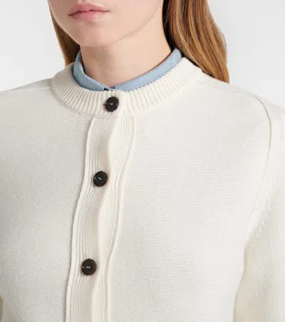 Gucci Women Wool And Cashmere Cardigan With Metal Horsebit In White