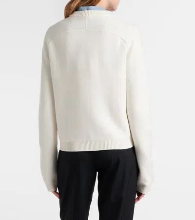 Gucci Women Wool And Cashmere Cardigan With Metal Horsebit In White