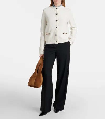 Gucci Women Wool And Cashmere Cardigan With Metal Horsebit In White