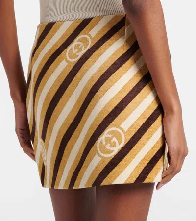 Gucci Interlocking G Striped Velvet And Chenille Miniskirt In Multi