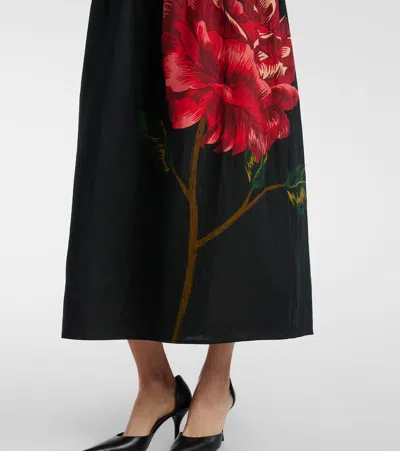 Farm Rio Rosalia Linen Blend Strapless Midi Dress In Black