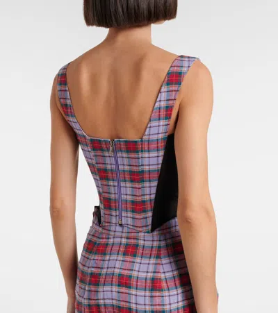Vivienne Westwood Puppy Tartan Linen And Mesh Bustier Top In Multi