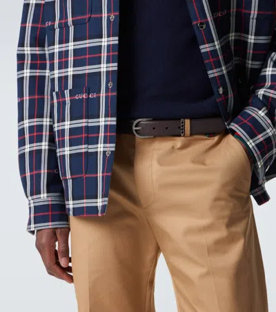 Gucci Script Leather Belt In Brown