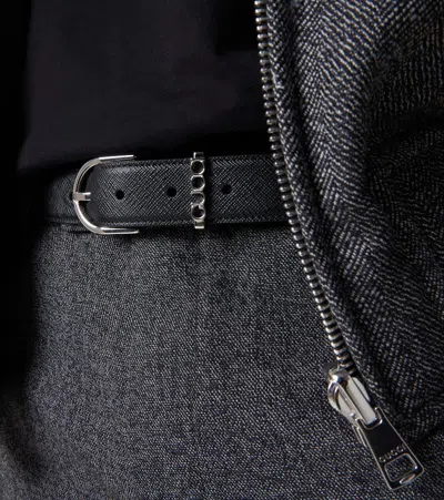 Gucci Script Leather Belt In Black
