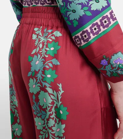 La Doublej Palazzo Printed Silk Wide-leg Pants In Red