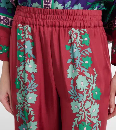 La Doublej Palazzo Printed Silk Wide-leg Pants In Red