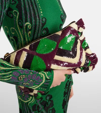 La Doublej Sequined Clutch In Multi
