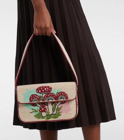 Staud Tommy Bead-embellished Satin Shoulder Bag In Multi