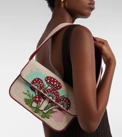 Staud Tommy Bead-embellished Satin Shoulder Bag In Multi