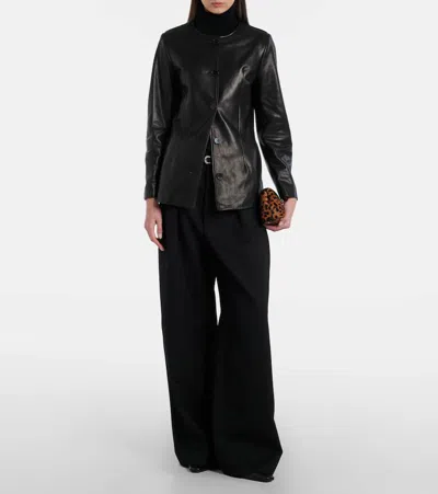 Nour Hammour Maud Leather Jacket In Black