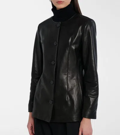 Nour Hammour Maud Leather Jacket In Black