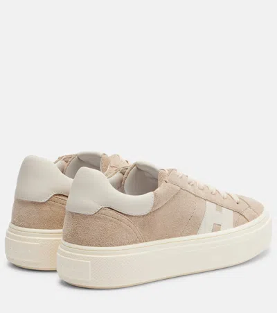Hogan Grey Crosswind Calfskin Suede Sneakers In Neutral