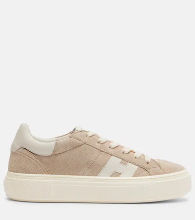 Hogan Grey Crosswind Calfskin Suede Sneakers In Neutral