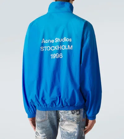 Acne Studios Olando Logo-print Cotton-poplin Jacket In Blue