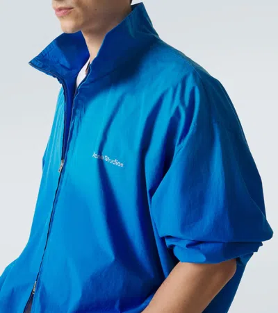 Acne Studios Olando Logo-print Cotton-poplin Jacket In Blue