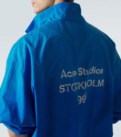 Acne Studios Olando Logo-print Cotton-poplin Jacket In Blue