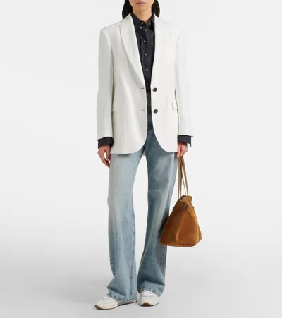 Brunello Cucinelli Grained Soft Leather Runners With Shiny Loops Shoes In White