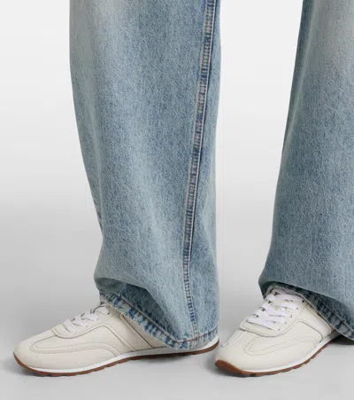 Brunello Cucinelli Grained Soft Leather Runners With Shiny Loops Shoes In White