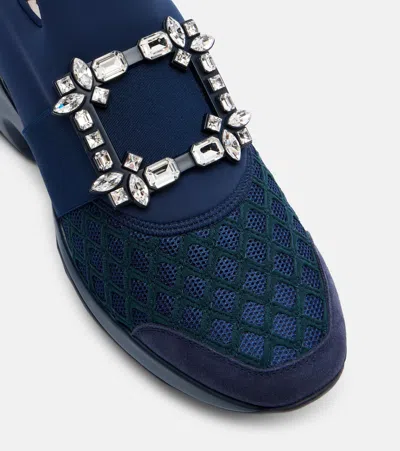 Roger Vivier Viv Crystal Buckle Slip-on Sneaker In Blue