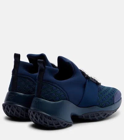Roger Vivier Viv Crystal Buckle Slip-on Sneaker In Blue