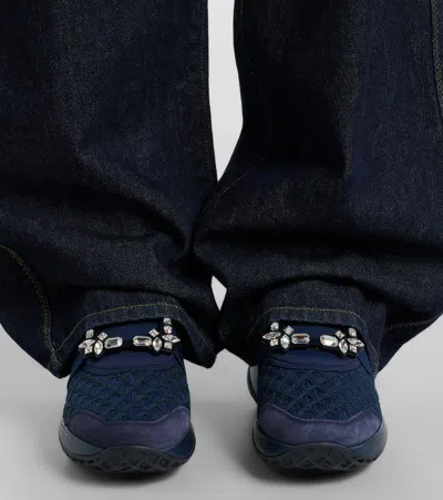 Roger Vivier Viv Crystal Buckle Slip-on Sneaker In Blue