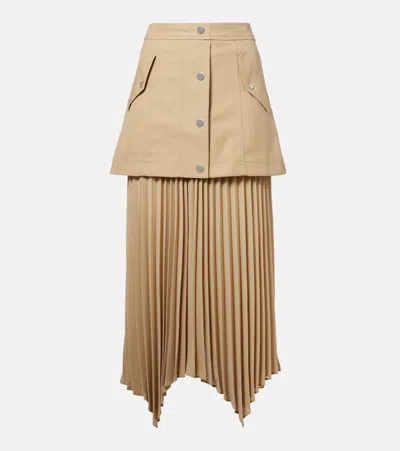 Veronica Beard Patricka Asymmetric Layered Pleated Woven Skirt In Neutral