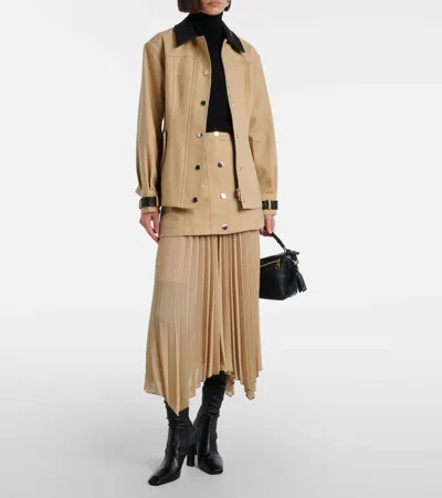 Veronica Beard Patricka Asymmetric Layered Pleated Woven Skirt In Neutral