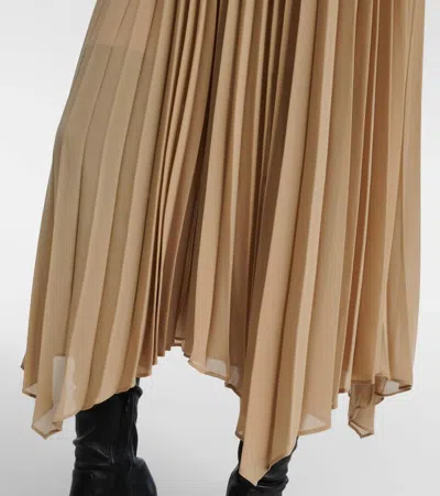Veronica Beard Patricka Asymmetric Layered Pleated Woven Skirt In Neutral