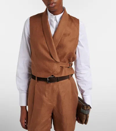 MONILI珠饰亚麻背心