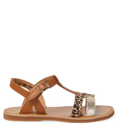 Pom D'api Plagette Leopard-print Leather Sandals In Brown