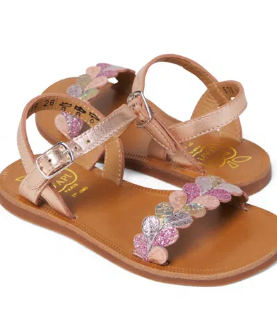 Pom D'api Plagette Ferns Glitter Leather Sandals In Multi