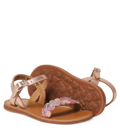 Pom D'api Plagette Ferns Glitter Leather Sandals In Multi