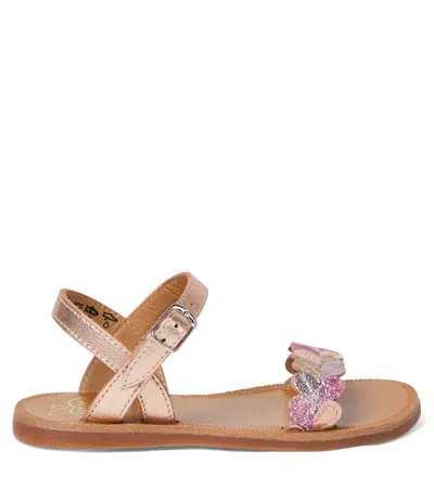 Pom D'api Plagette Ferns Glitter Leather Sandals In Multi