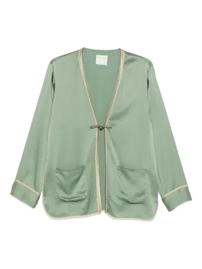 Forte Forte Green Jacket With Toggle Closure On The Front And Contrasting Trim In Viscose Blend Woman In Green
