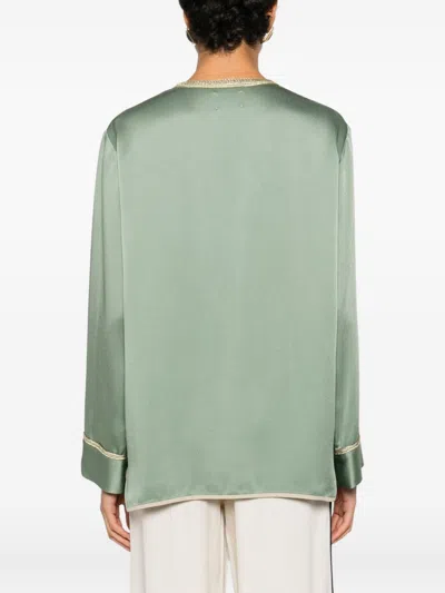 Forte Forte Green Jacket With Toggle Closure On The Front And Contrasting Trim In Viscose Blend Woman In Green