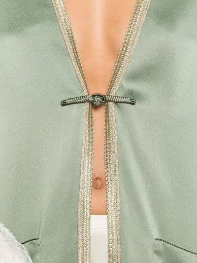 Forte Forte Green Jacket With Toggle Closure On The Front And Contrasting Trim In Viscose Blend Woman In Green