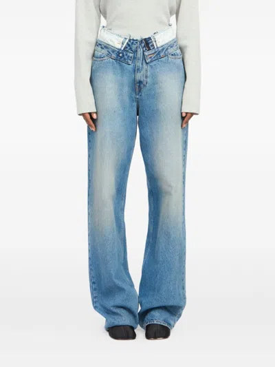 Mm6 Maison Margiela Light Blue Cotton Straight-leg Jeans In Blue