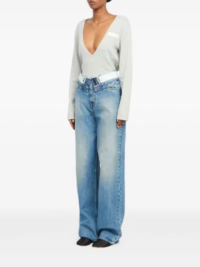 Mm6 Maison Margiela Light Blue Cotton Straight-leg Jeans In Blue