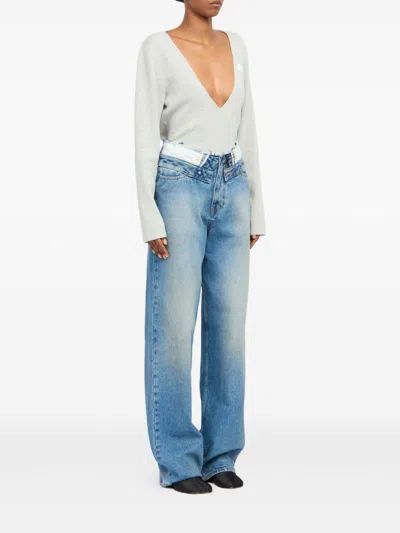 Mm6 Maison Margiela Light Blue Cotton Straight-leg Jeans In Blue
