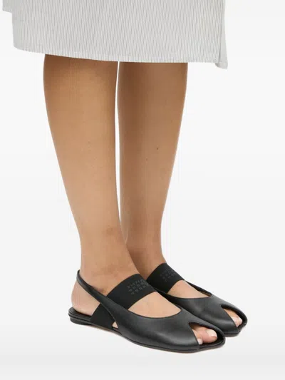 Mm6 Maison Margiela Logo Detailed Open-toe Slingback Sandals In Black