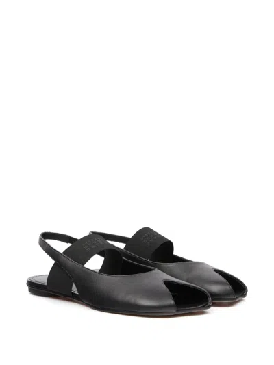 Mm6 Maison Margiela Logo Detailed Open-toe Slingback Sandals In Black