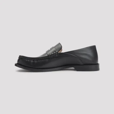 Loewe Penny Strap Round Toe Stitched Detailing Loafers In Animal Print
