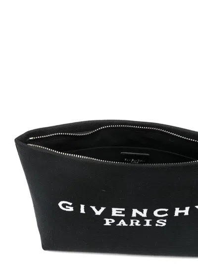 Givenchy Paris Signature Logo Zipped Pouc In Black
