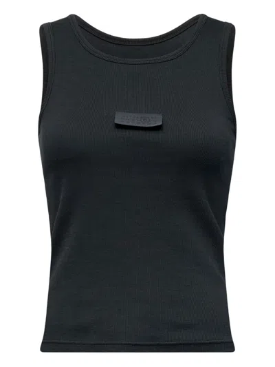 Mm6 Maison Margiela Numeric Logo Patch Stretch Cotton Tank In Blue
