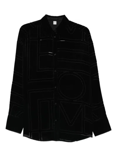 Totême Toteme Monogram Pajama Shirt In Black